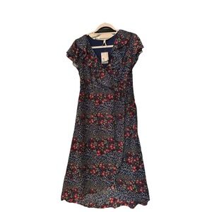 EMBER Cap Sleeve‎ Wrap/Robe Semi-Sheer Floral Print Summer Dress  NWT Size S.